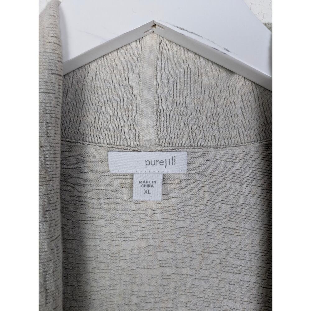 J. JILL pureJill Knit Jacquard Cotton Blend Open Cardigan Taupe Ivory - Size XL - Picture 5 of 7